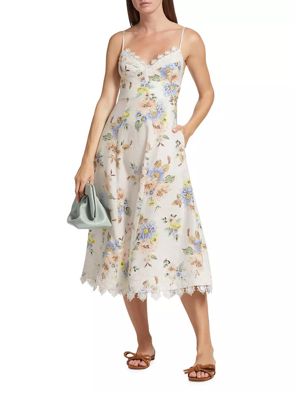 Picnic Floral Linen Midi-Dress Product Image