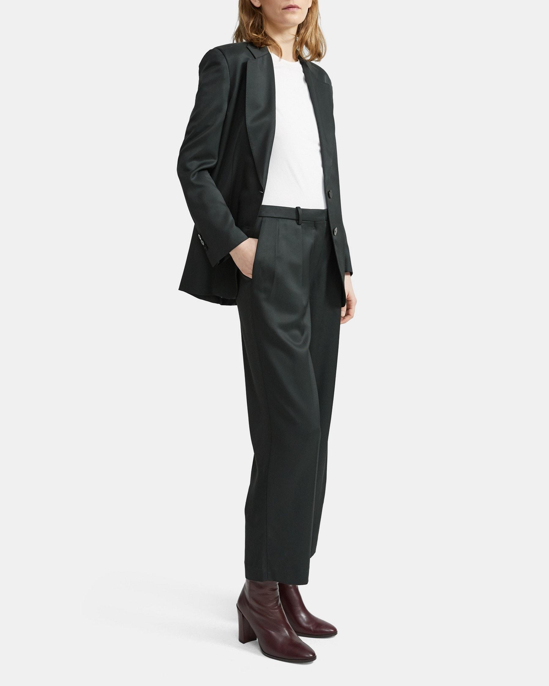 Cropped Trouser in Sleek Twill Product Image