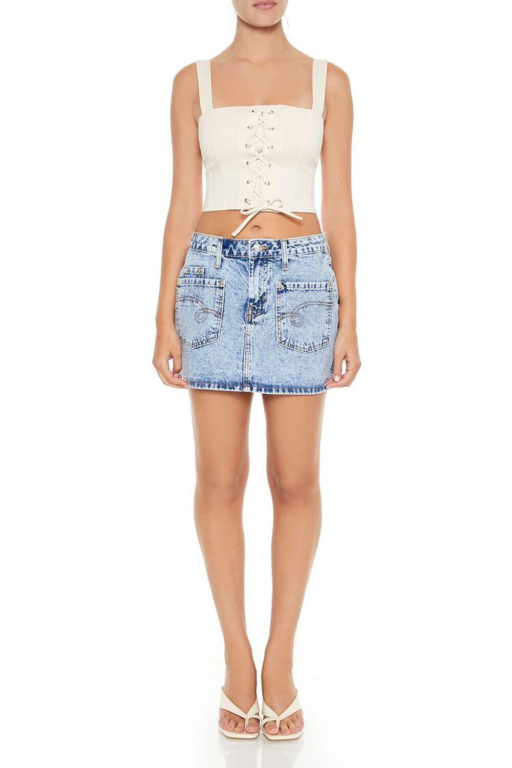 Embroidered Denim Mini Skirt | Forever 21 product image