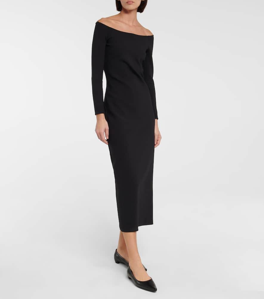 THE ROW Coralinda Off-shoulder Midi Dress In Black Product Image