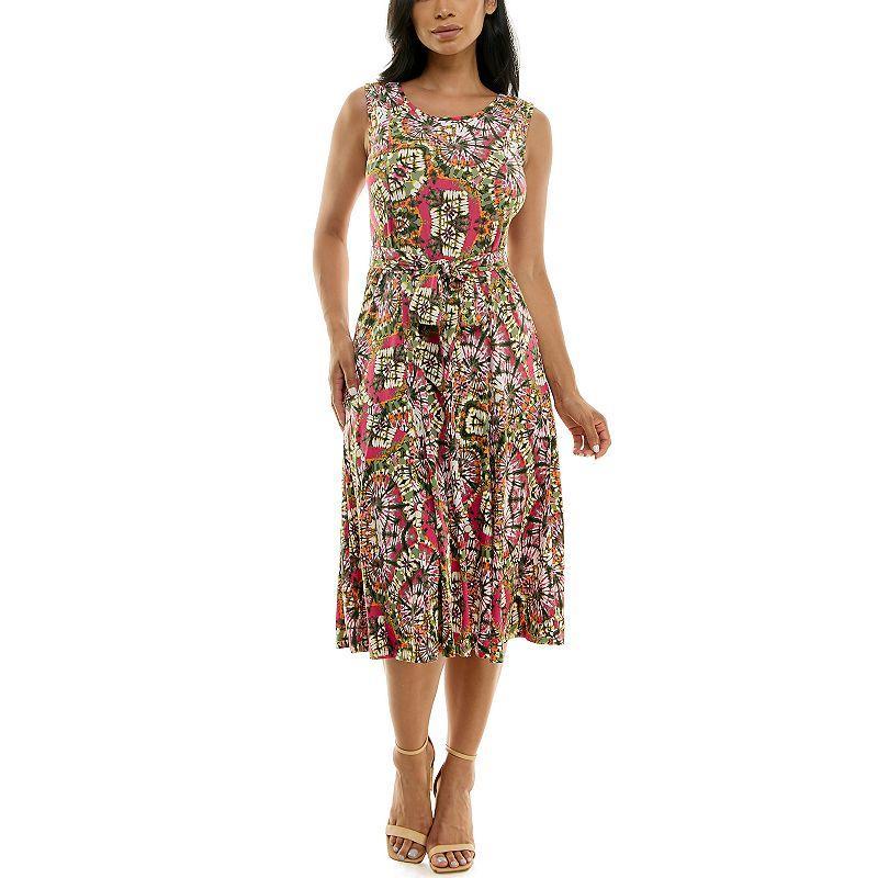 Womens Nina Leonard Print Midi Dress Blue Pink Team Product Image