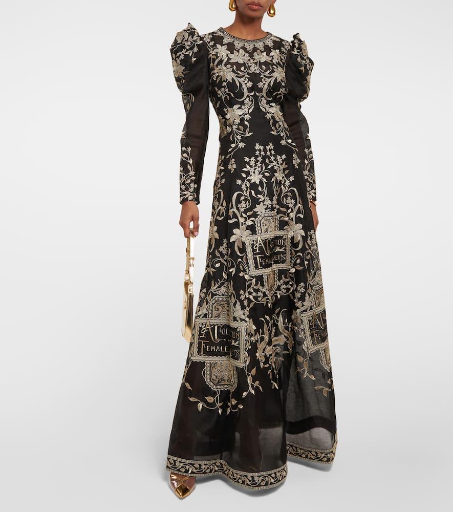 ZIMMERMANN Lyrical Embroidered Maxi Dress In Book Cover Black Product Image