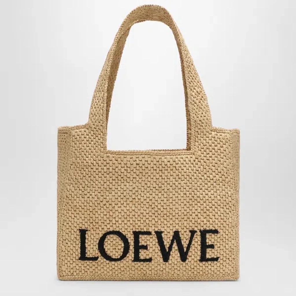 LOEWE Font Medium Raffia Tote Bag In Beige Product Image