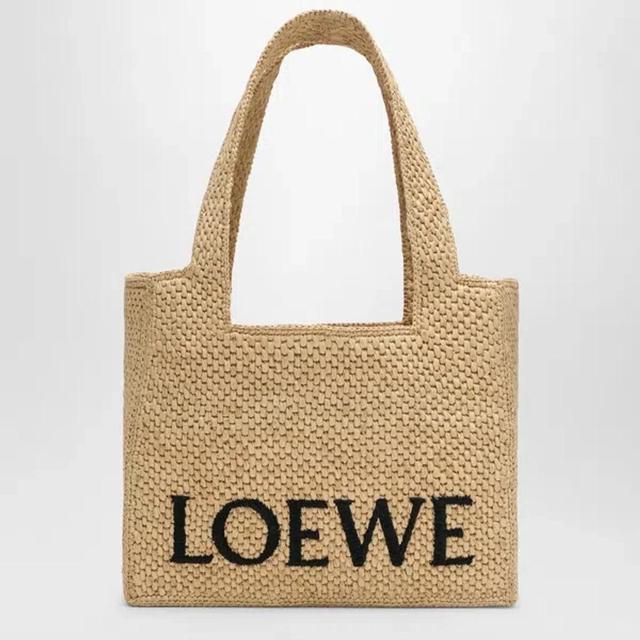 LOEWE Font Medium Raffia Tote Bag In Beige Product Image