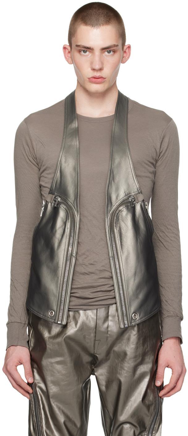 Gunmetal Bauhaus Leather Vest In 68 Gunmetal Product Image