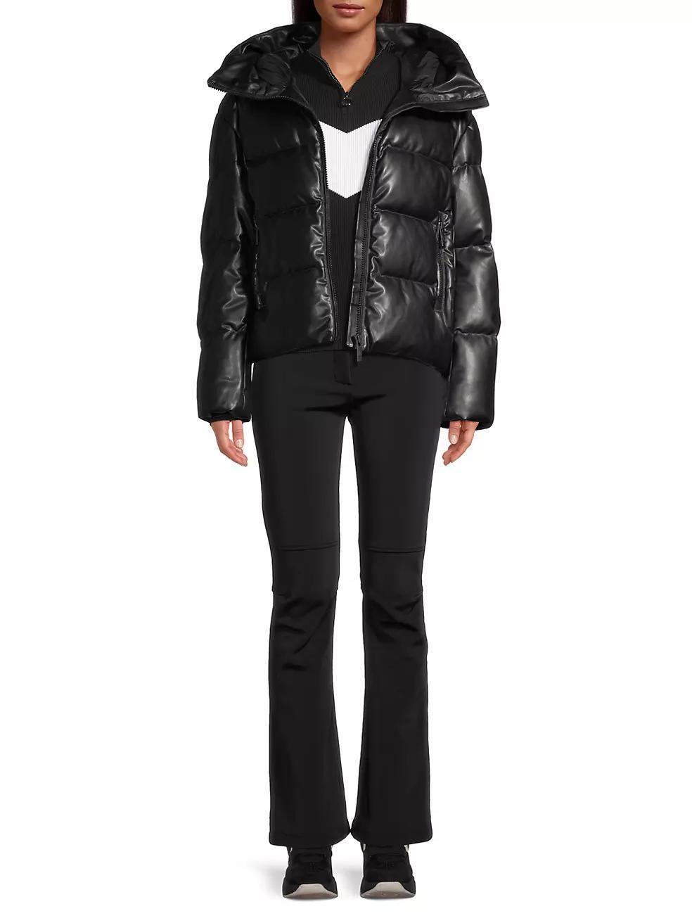 Faux-Leather Down Puffer Jacket Product Image