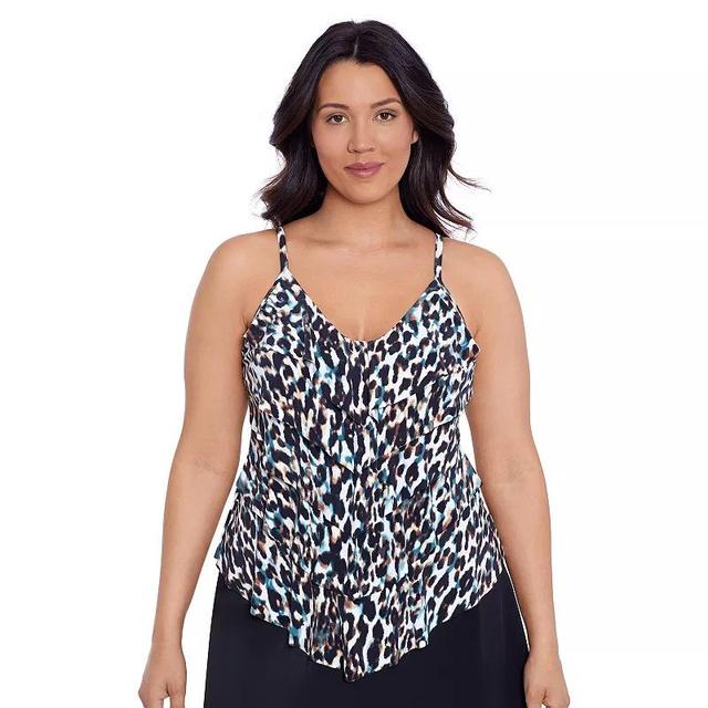 Womens Trimshaper Rachel Tankini Swimsuit Top Leopard In The Blue Product Image