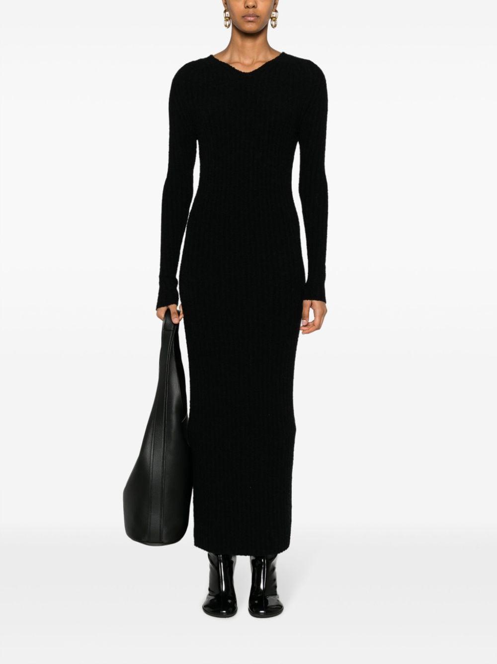 Ribbed-knit Maxi Dress In Black Product Image