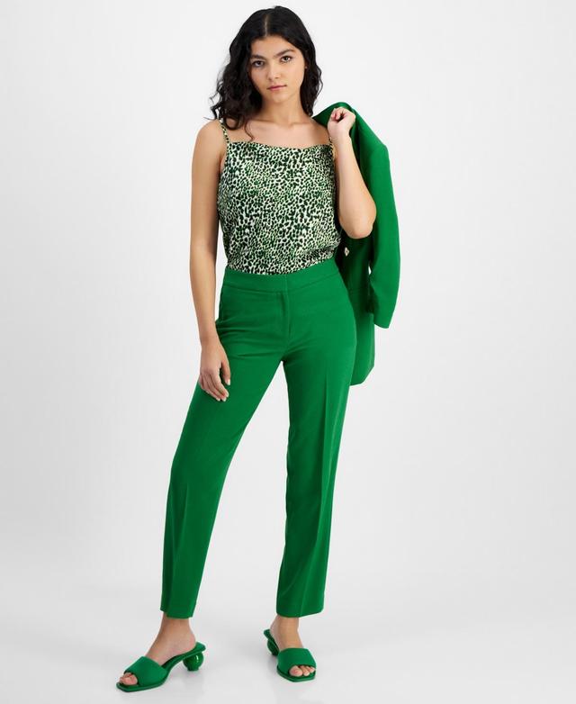 Women's Textured Crepe Mid Rise Staight-Leg Pants, Created for Macy's Product Image