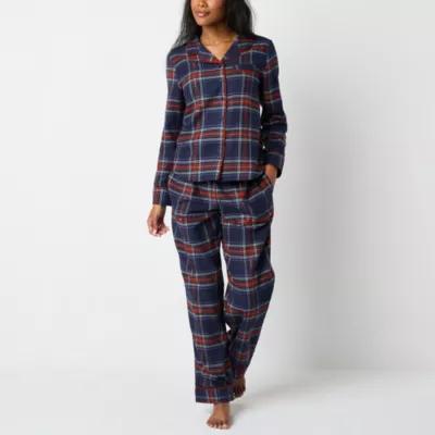 Liz Claiborne Womens Flannel Long Sleeve 2-pc. Pant Pajama Set Product Image