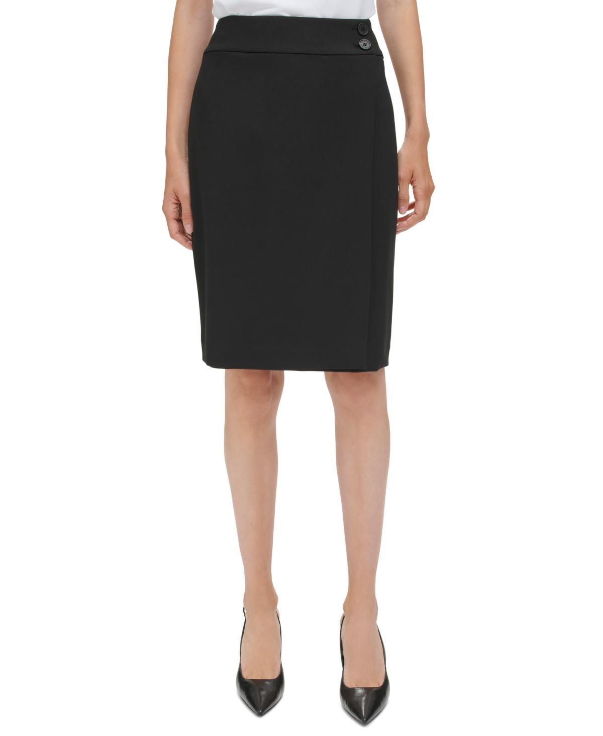 Calvin Klein Womens Faux-Wrap Pencil Skirt Product Image