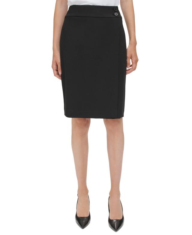 Calvin Klein Womens Faux-Wrap Pencil Skirt Product Image