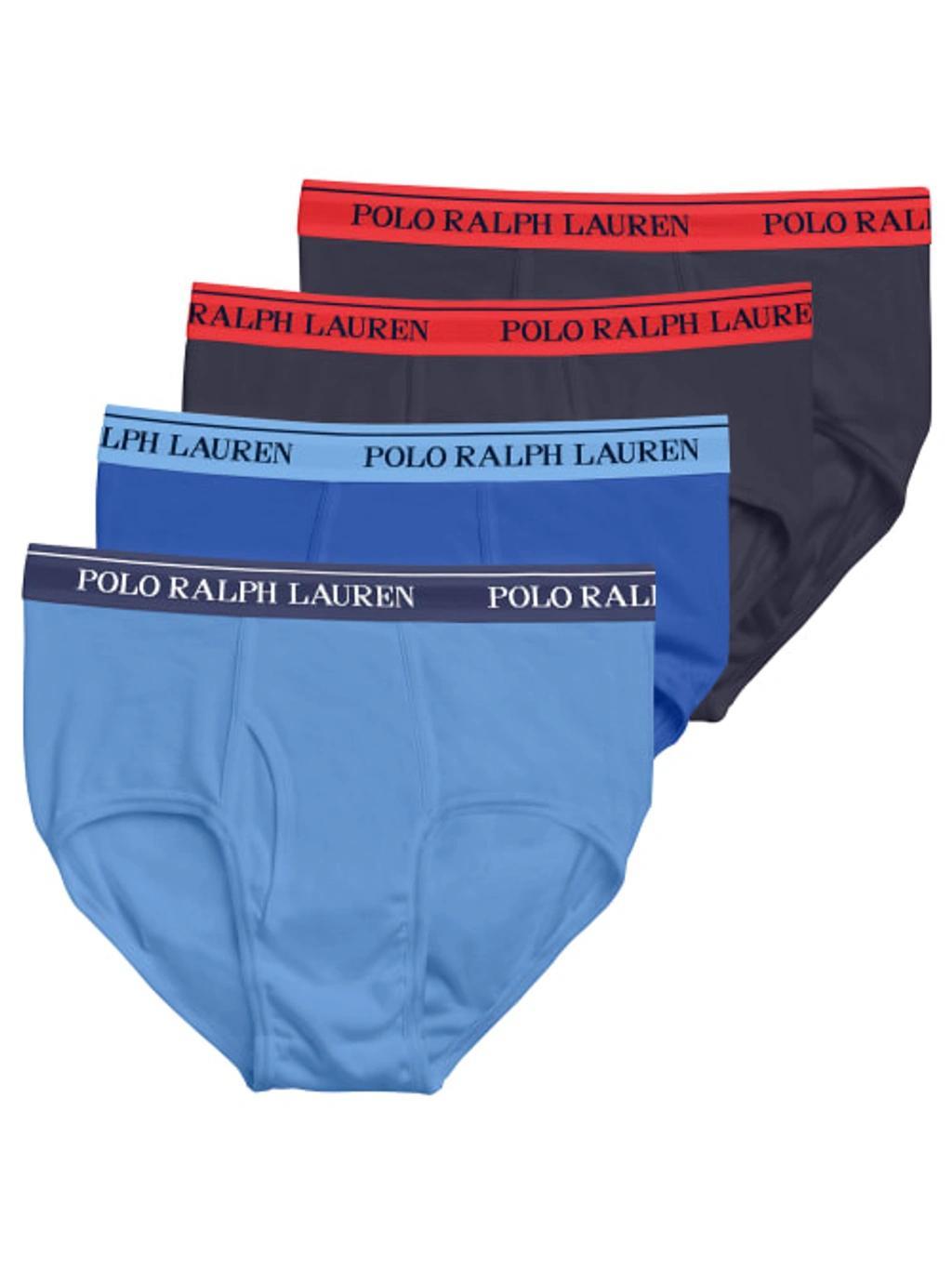 POLO RALPH LAUREN Classic Fit Mid-rise Cotton Brief 4-pack In Blue Assorted Product Image