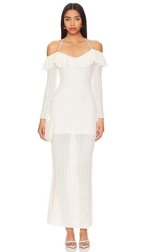 LPA Lexie Ruffle Maxi Dress in Ivory. Size M, S, XXS. Product Image