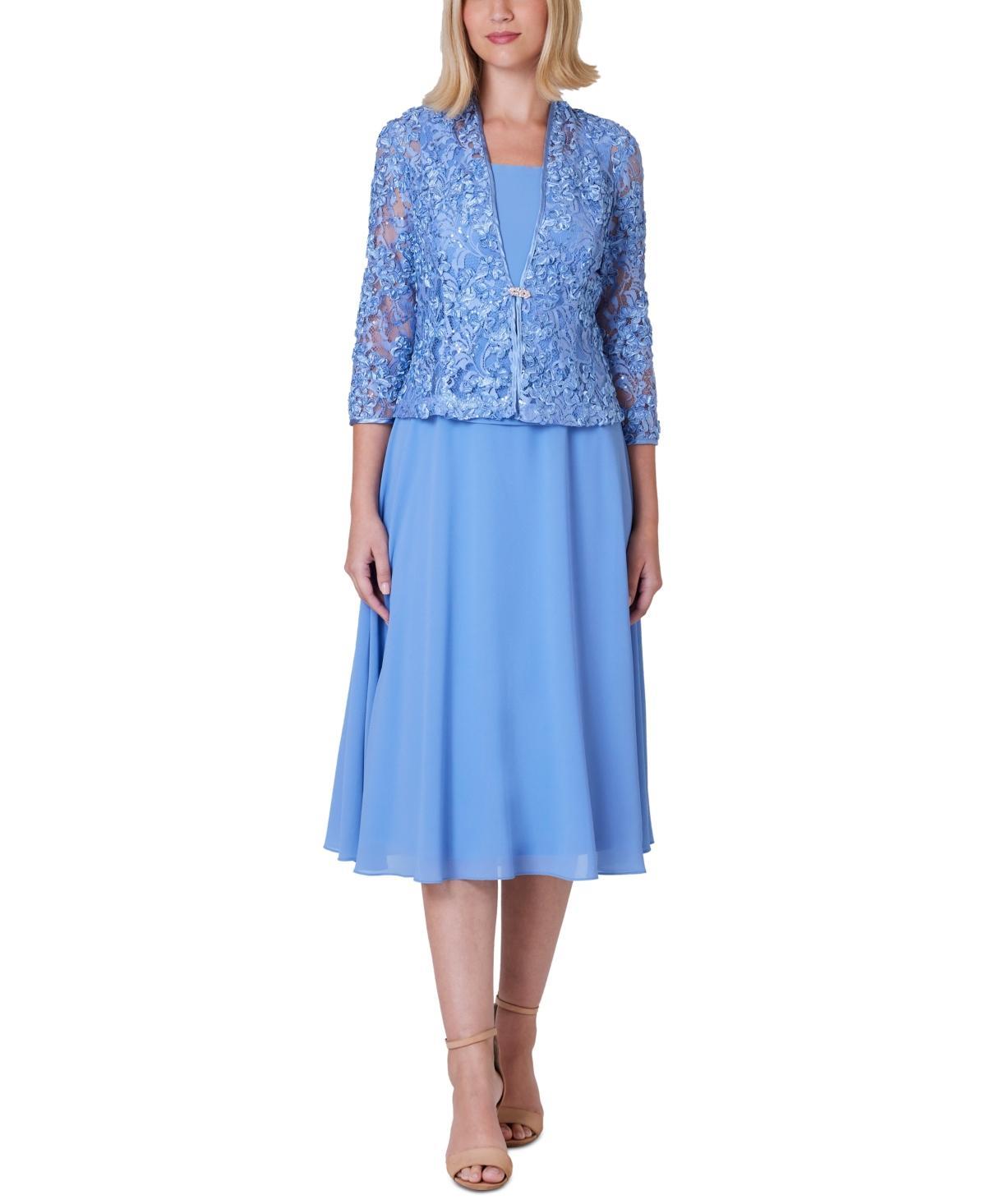 Jessica Howard Womens Soutache Jacket & Jewel-Neck Midi Dress Product Image