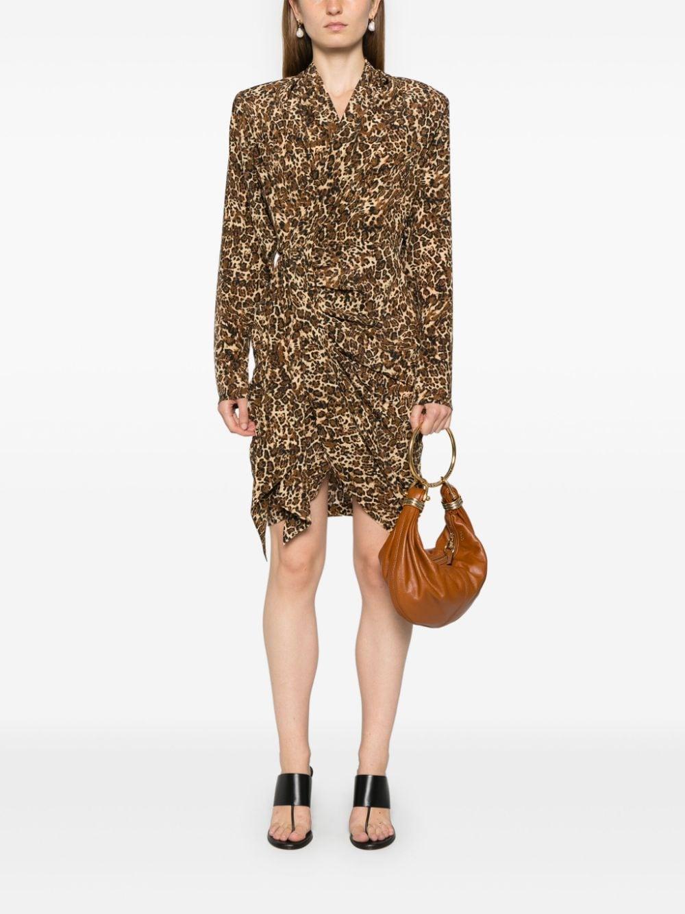 ISABEL MARANT Cleora Draped Leopard Print Mini Dress In Multicolor Product Image