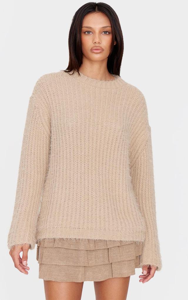  Taupe Eyelash Knit Super Oversized Sweater Product Image