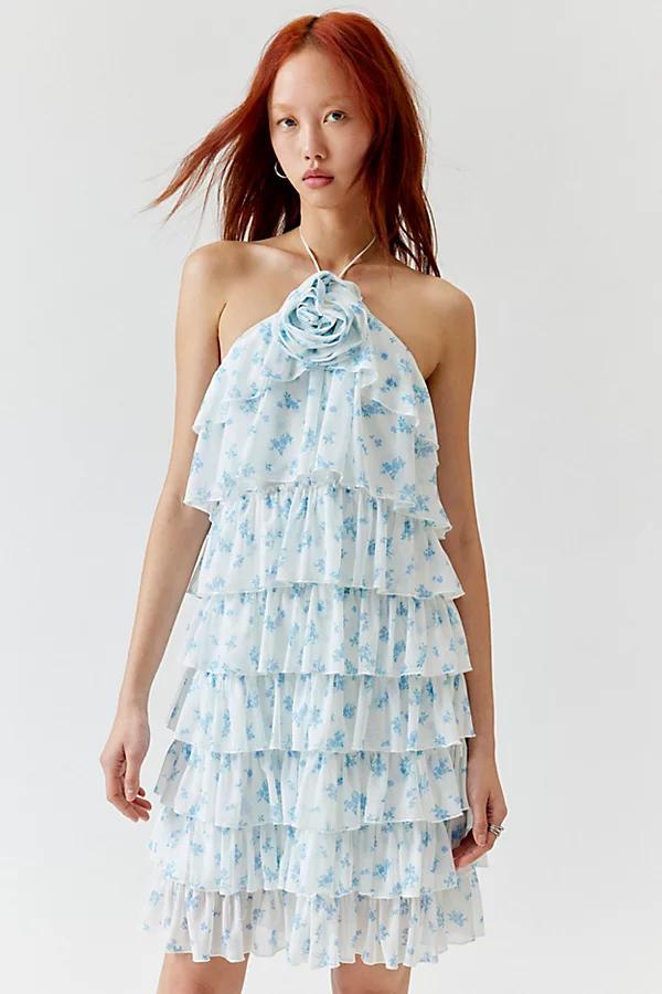 Glamorous Floral Tiered Halter Dress Womens at Urban Outfitters Product Image