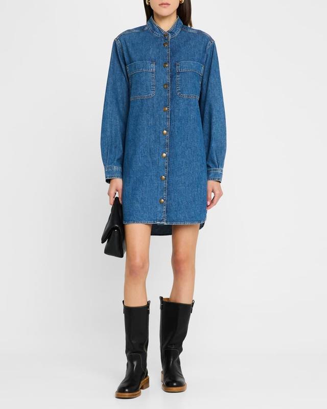 Double Pocket Denim Shirtdress Product Image