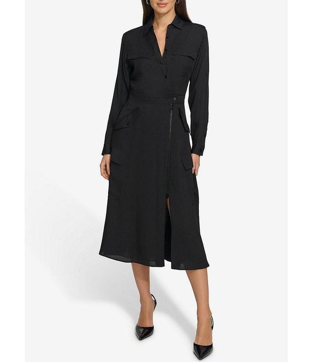 DKNY by Donna Karan Roll Sleeve Cargo Midi Dress Product Image