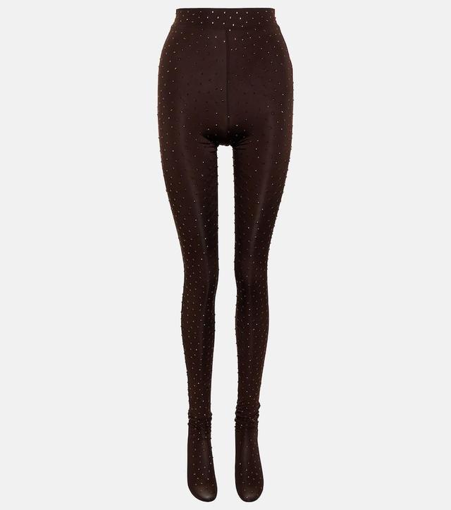 Rane Embellished Jersey Tights In Brown Product Image