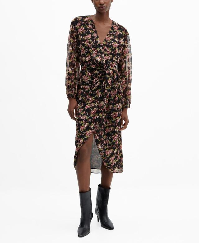 MANGO - Knot print dress blackWomen Product Image