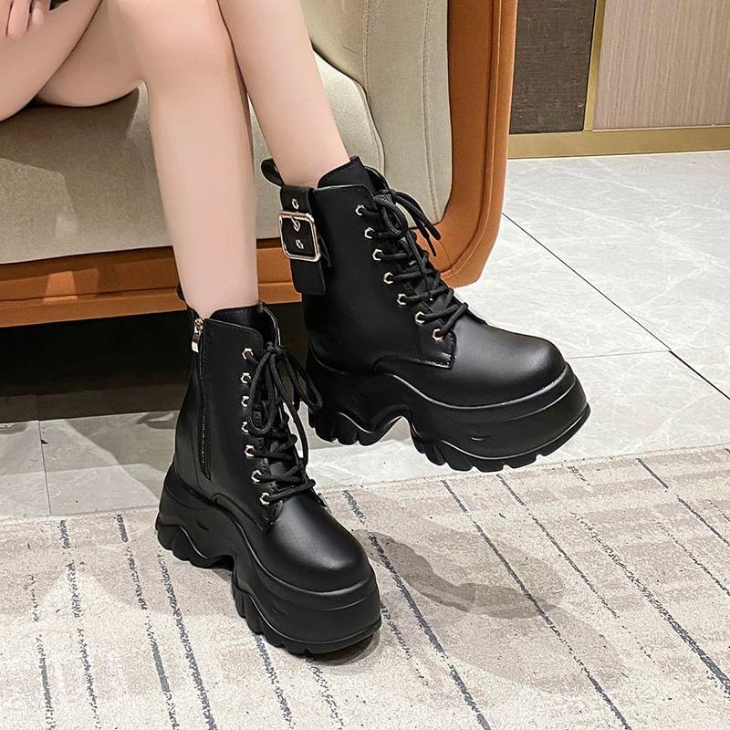 Platform Lace-Up Short Boots product image