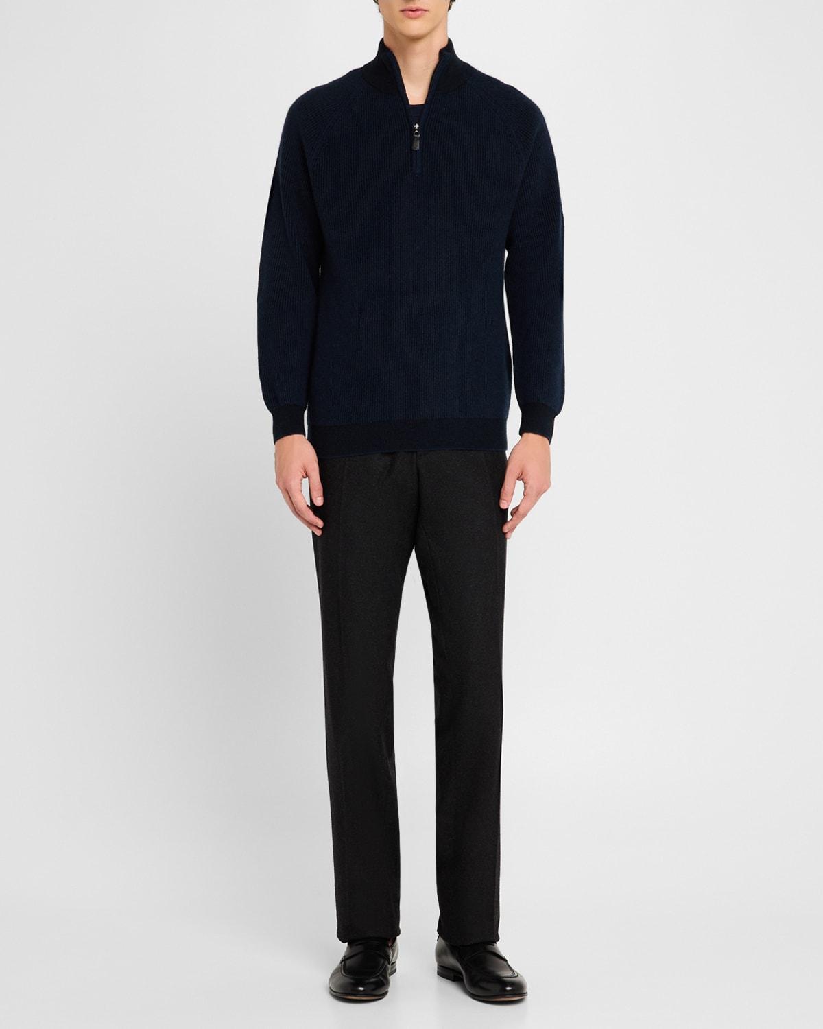 Men's Ribbed Quarter Zip Cashmere Sweater Product Image