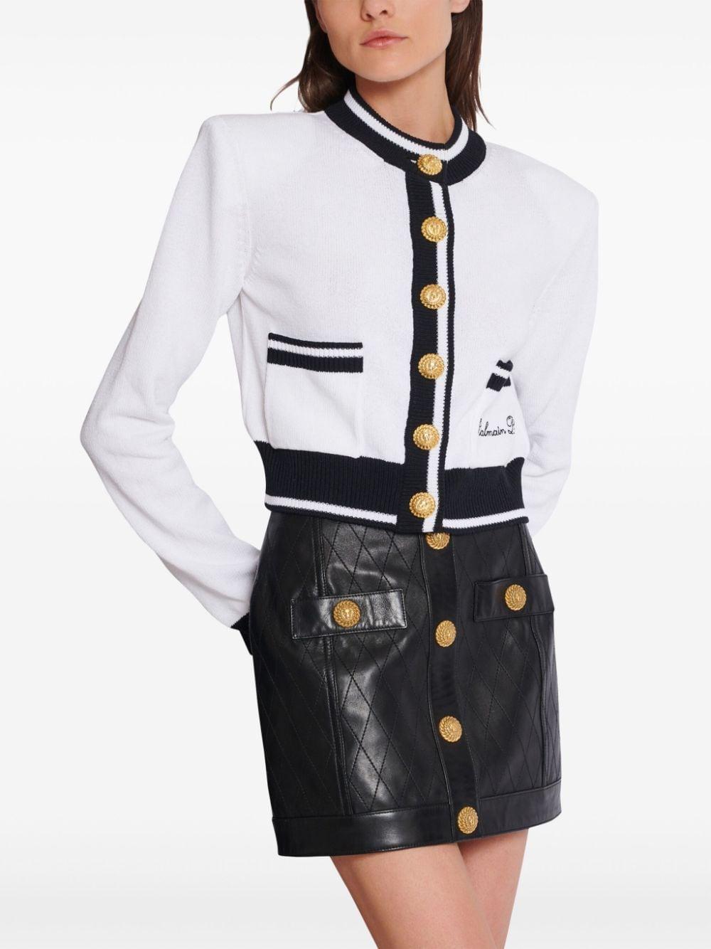 BALMAIN White Embroidered Cardigan Product Image