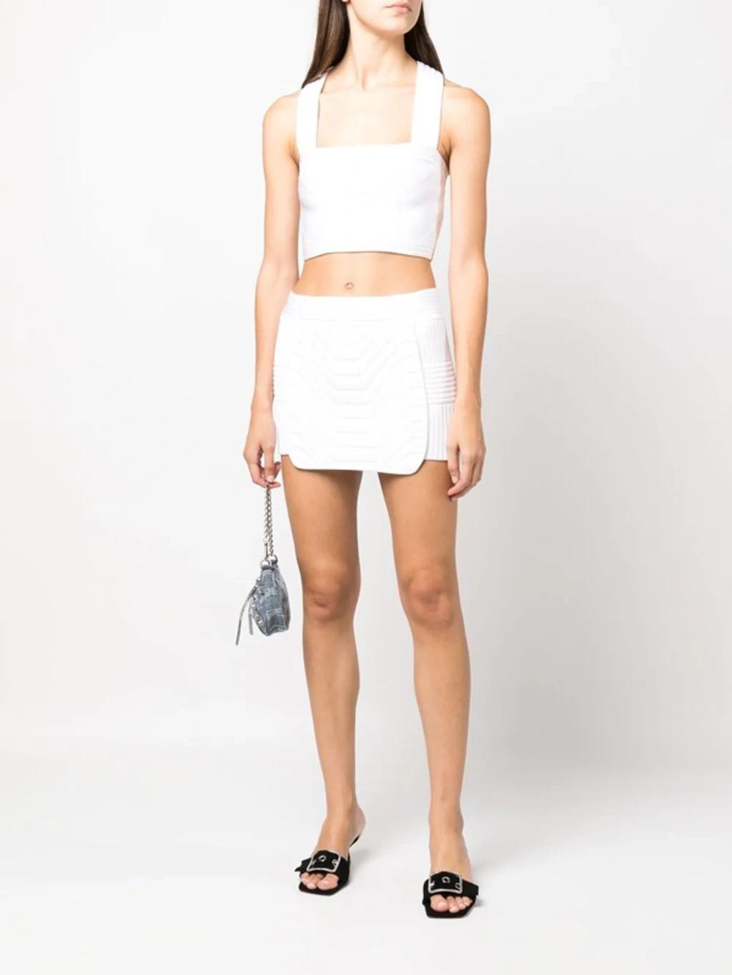 White Padded Panel Mini Skirt Product Image