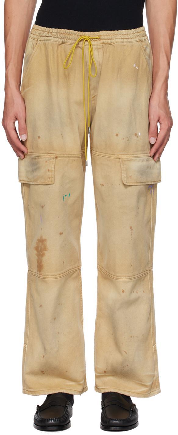 Beige Plateau Cargo Pants In Khaki Product Image