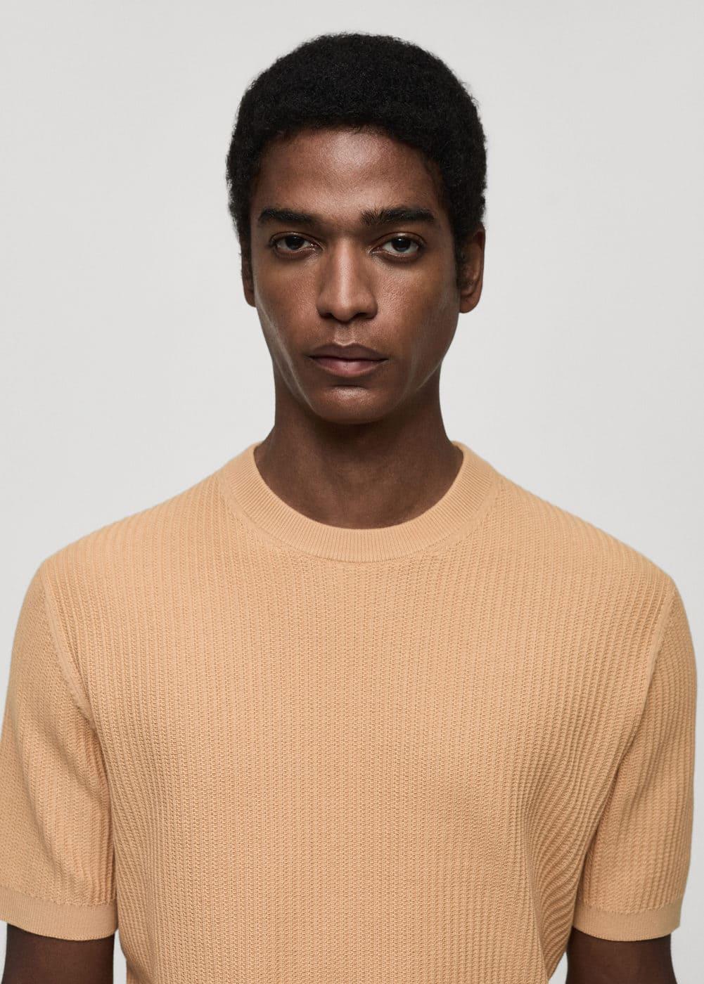 Ribbed  knit t-shirt - Men | MANGO USA Product Image