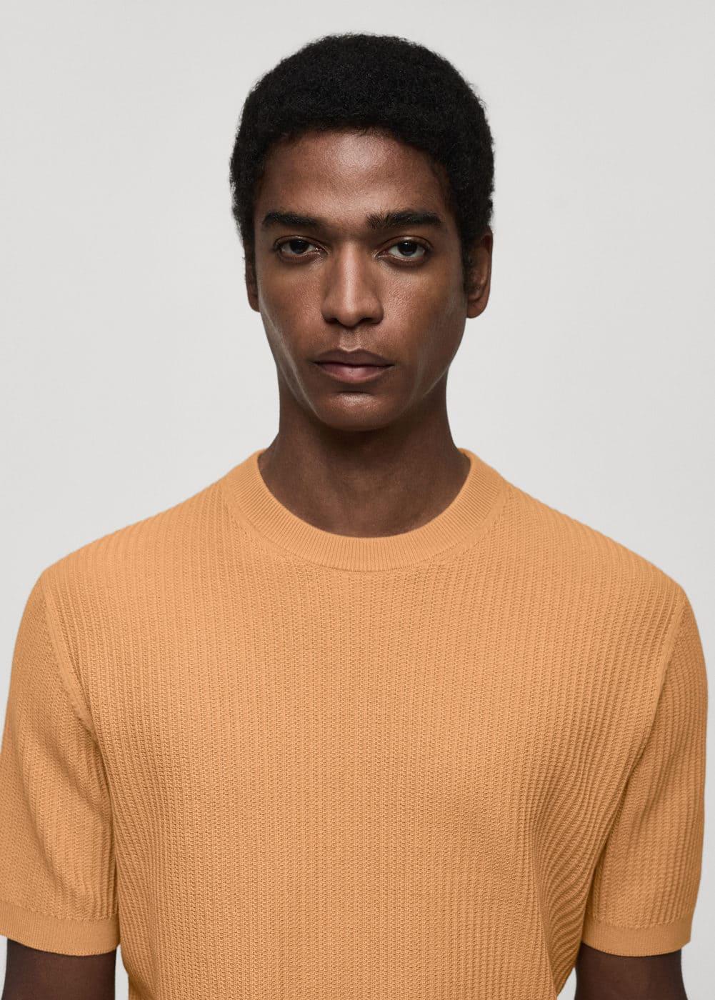 Ribbed  knit t-shirt - Men | MANGO USA Product Image