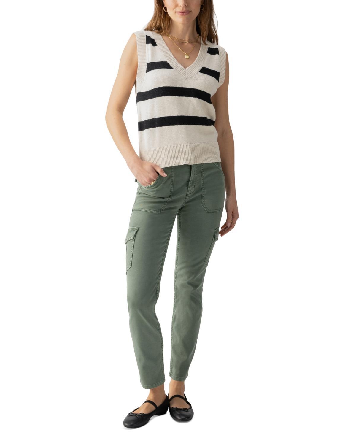 Sanctuary Womens Striped Cotton Shell Sweater Vest - Eco Nat./Black Stripe Product Image