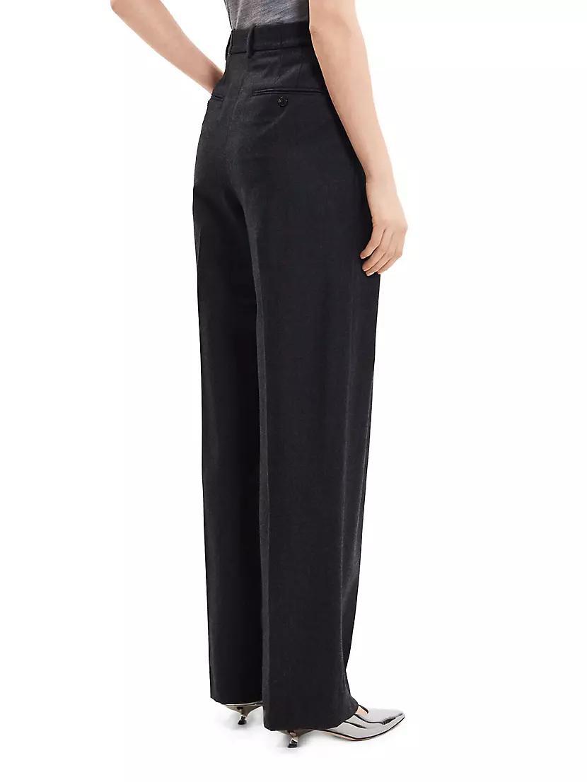 Womens Pleated Wool High-Rise Straight-Leg Pants Product Image