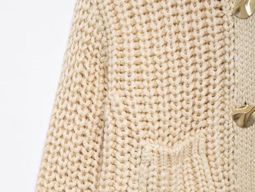 Plain Pocket Detail Chunky Knit Cardigan Product Image