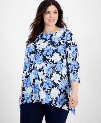 Plus Size Linear Garden Jacquard Swing Tunic, Created for Macy's  Product Image