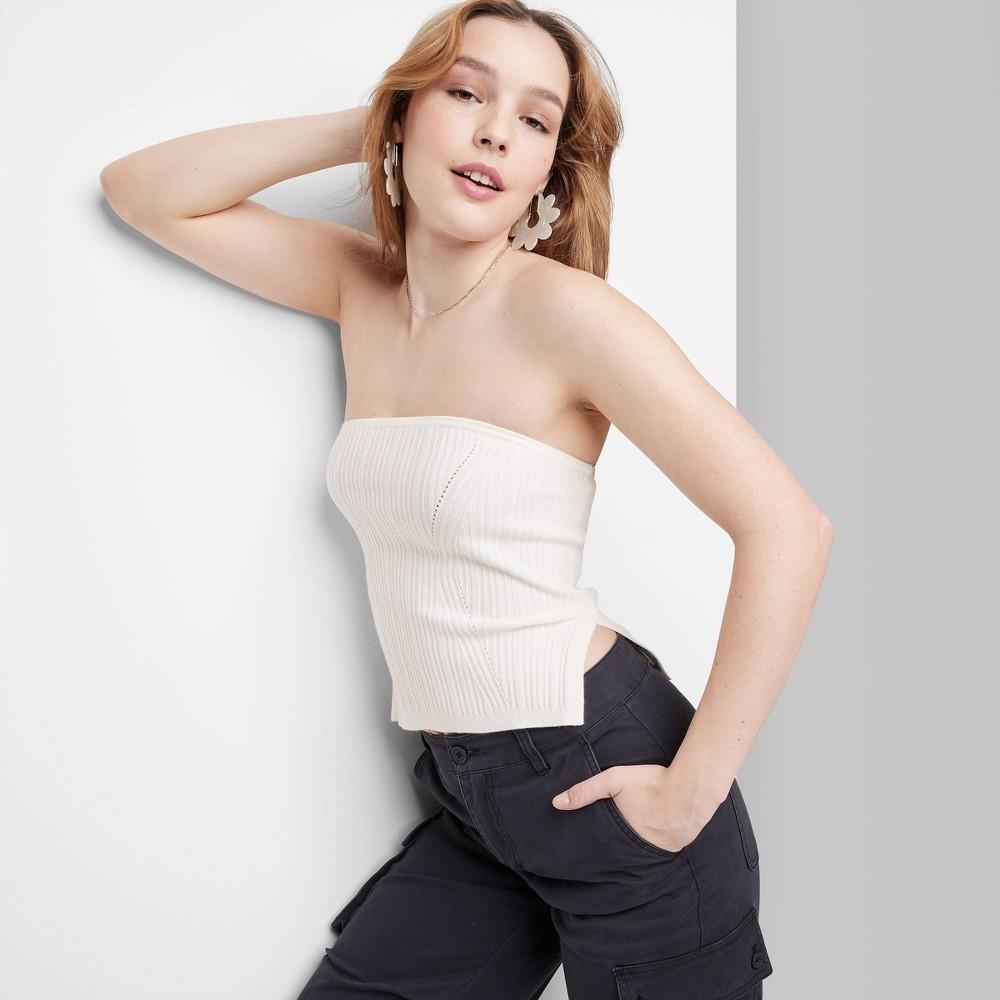 Womens Sweater Tube Top - Wild Fable Off-White L Product Image