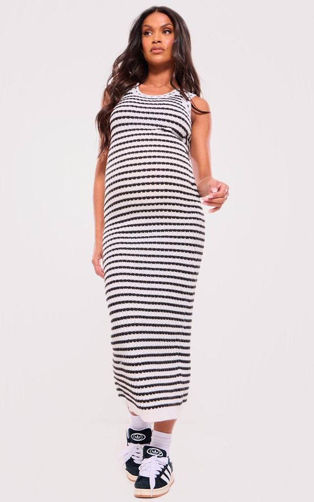 Maternity Monochrome Stripe Knitted Maxi Dress Product Image