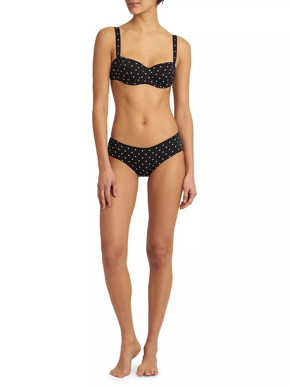 Polka-Dot Silk-Blend Balconette Bra Product Image