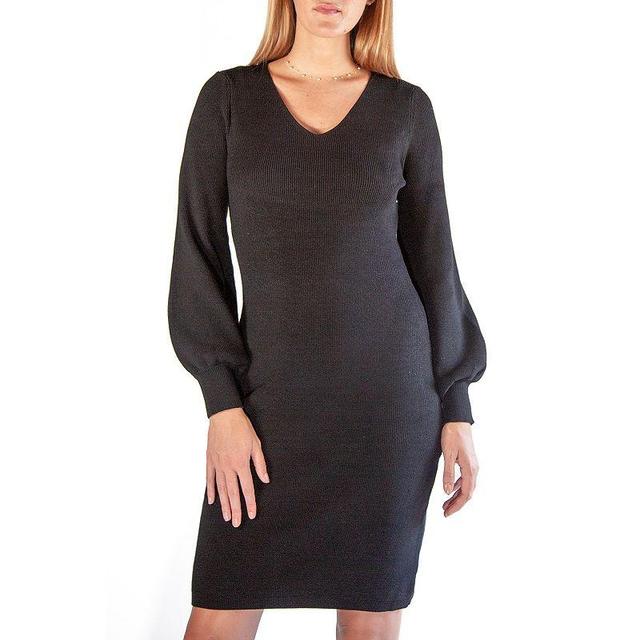 Womens Nina Leonard Balloon-Sleeve Sheath Sweater Dress Product Image