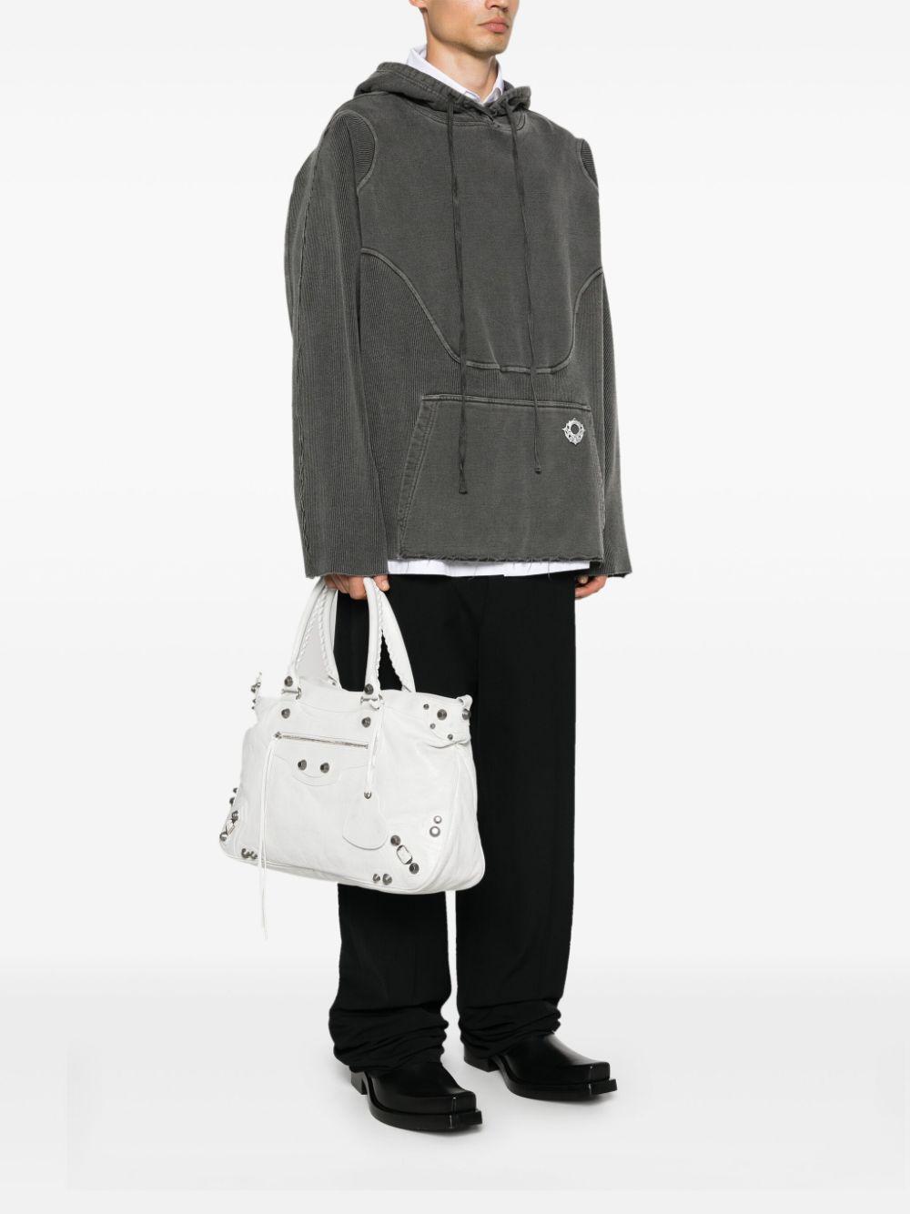 BALENCIAGA Neo Cagole Xl Leather Tote Bag In Weiss Product Image