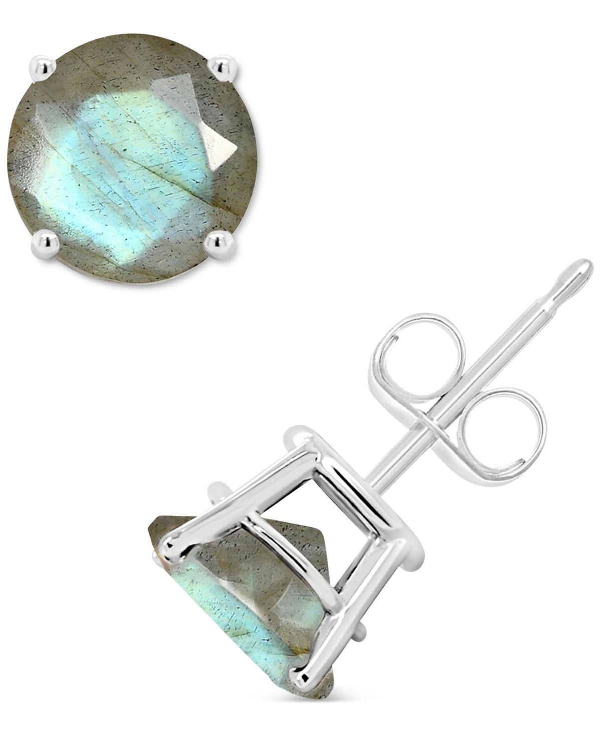 Celebration Gems 14k White Gold Round Labradorite Stud Earrings, Womens Product Image