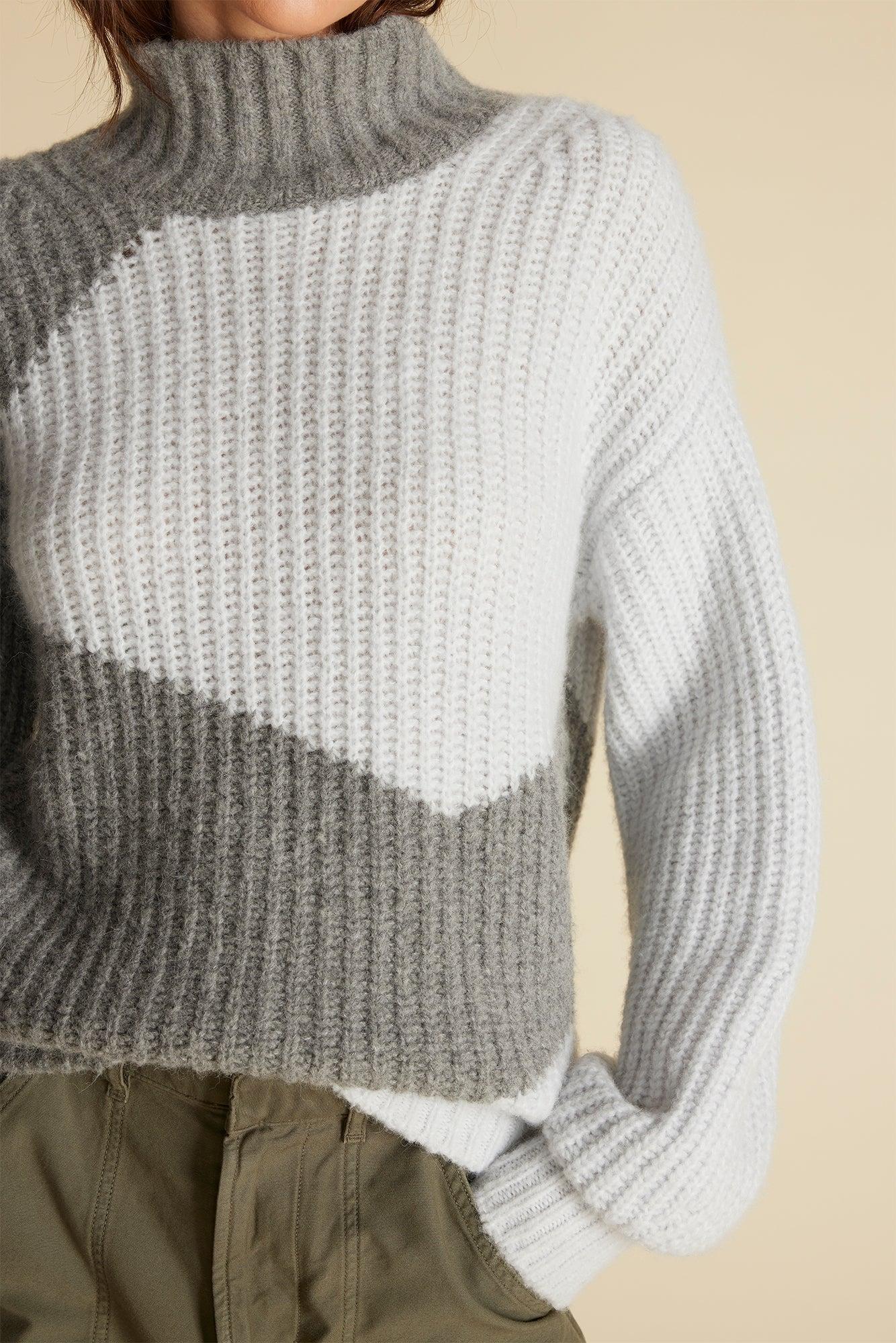 Veira Turtleneck Sweater - Sky Blue and Grey Product Image