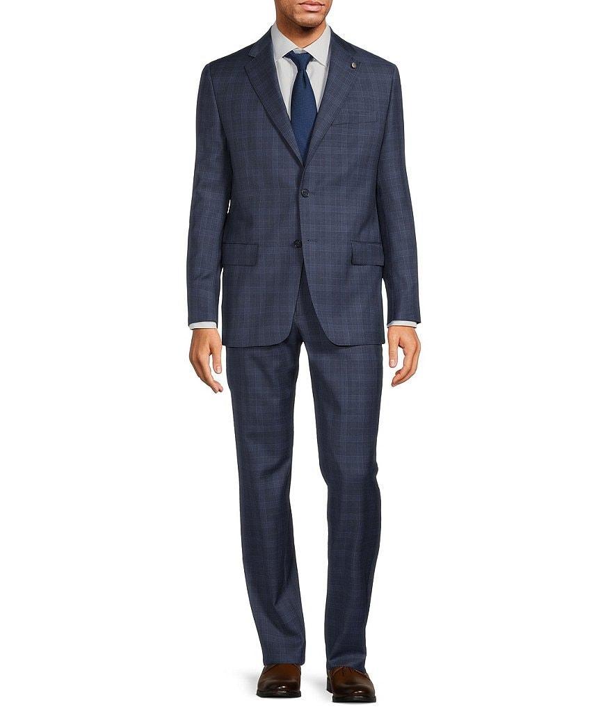 Hart Schaffner Marx New York Modern Fit Flat Front Straight Leg Plaid 2-Piece Suit Product Image