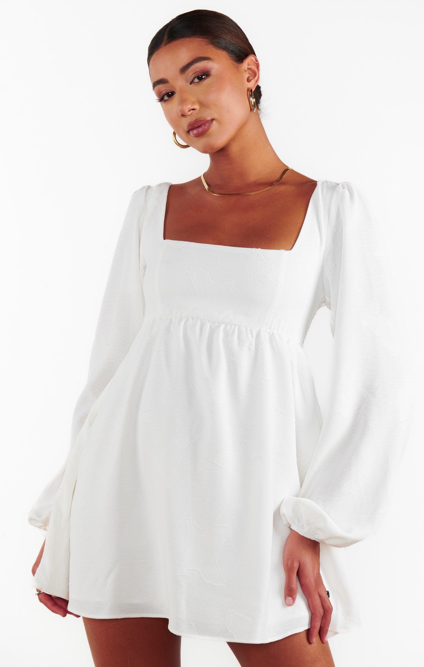 Marianna Mini Dress ~ White Clip Butterfly Product Image