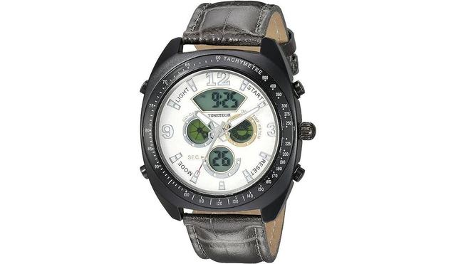 Timetech Mens Sport Multi-Function Tachymeter Wrist Watch with Matching Leather Band Product Image