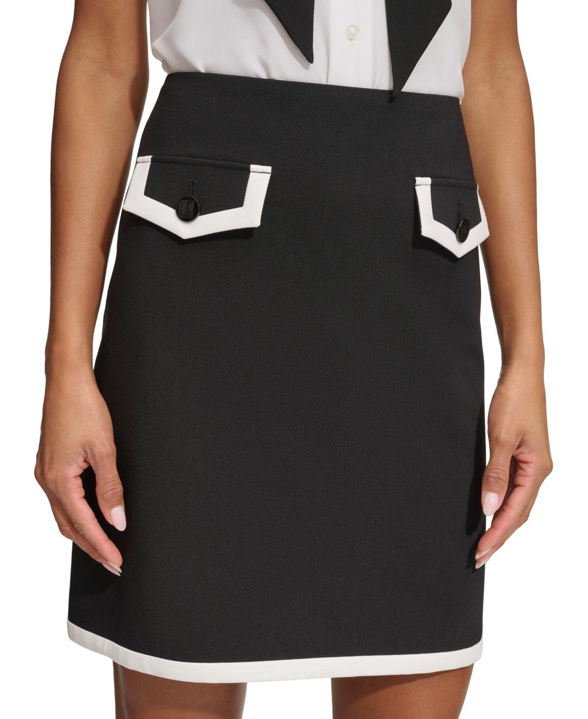 Karl Lagerfeld Womens Colorblocked Flap-Pocket Skirt - Black product image