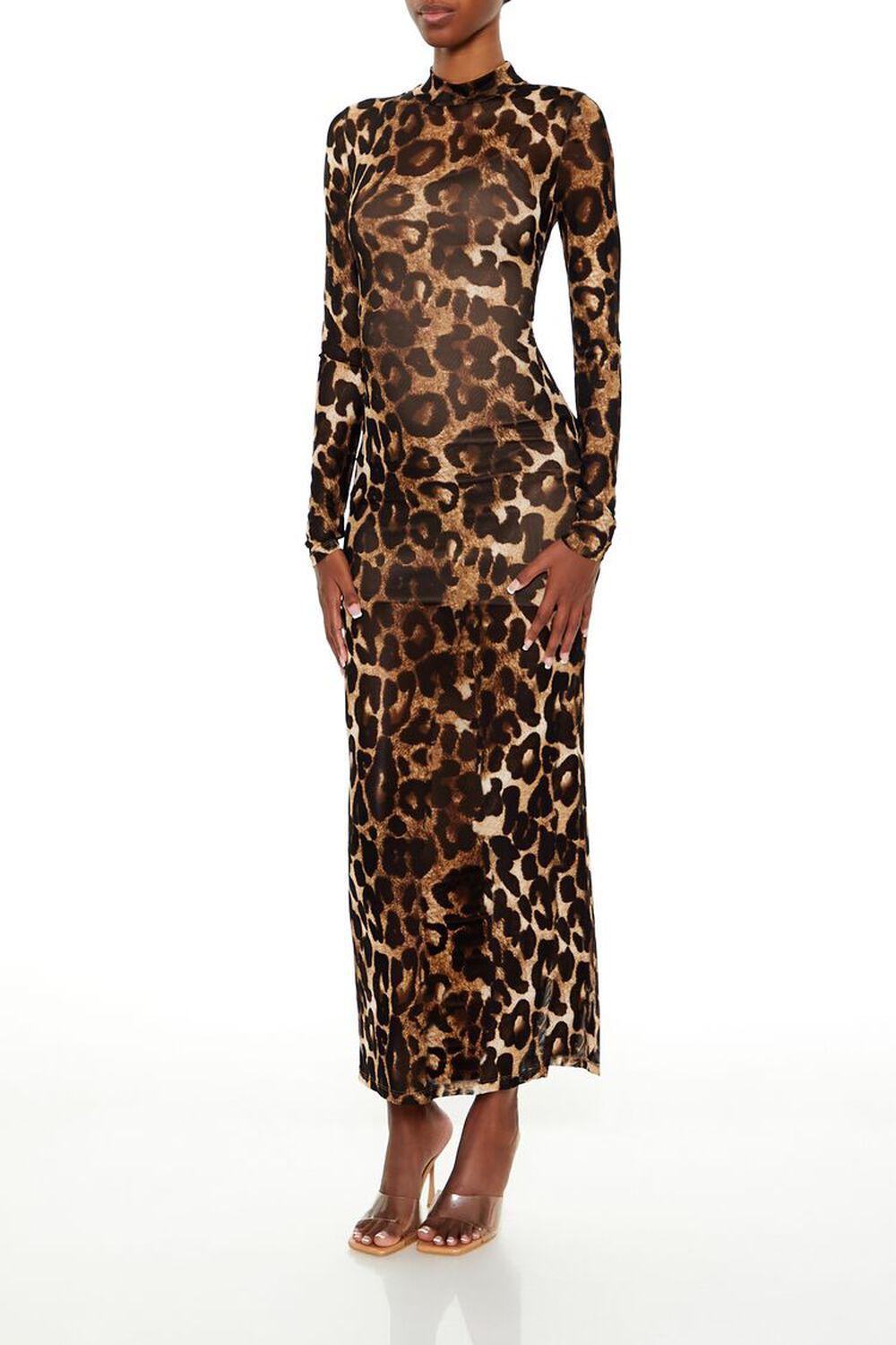 Mesh Leopard Print Maxi Dress | Forever 21 Product Image