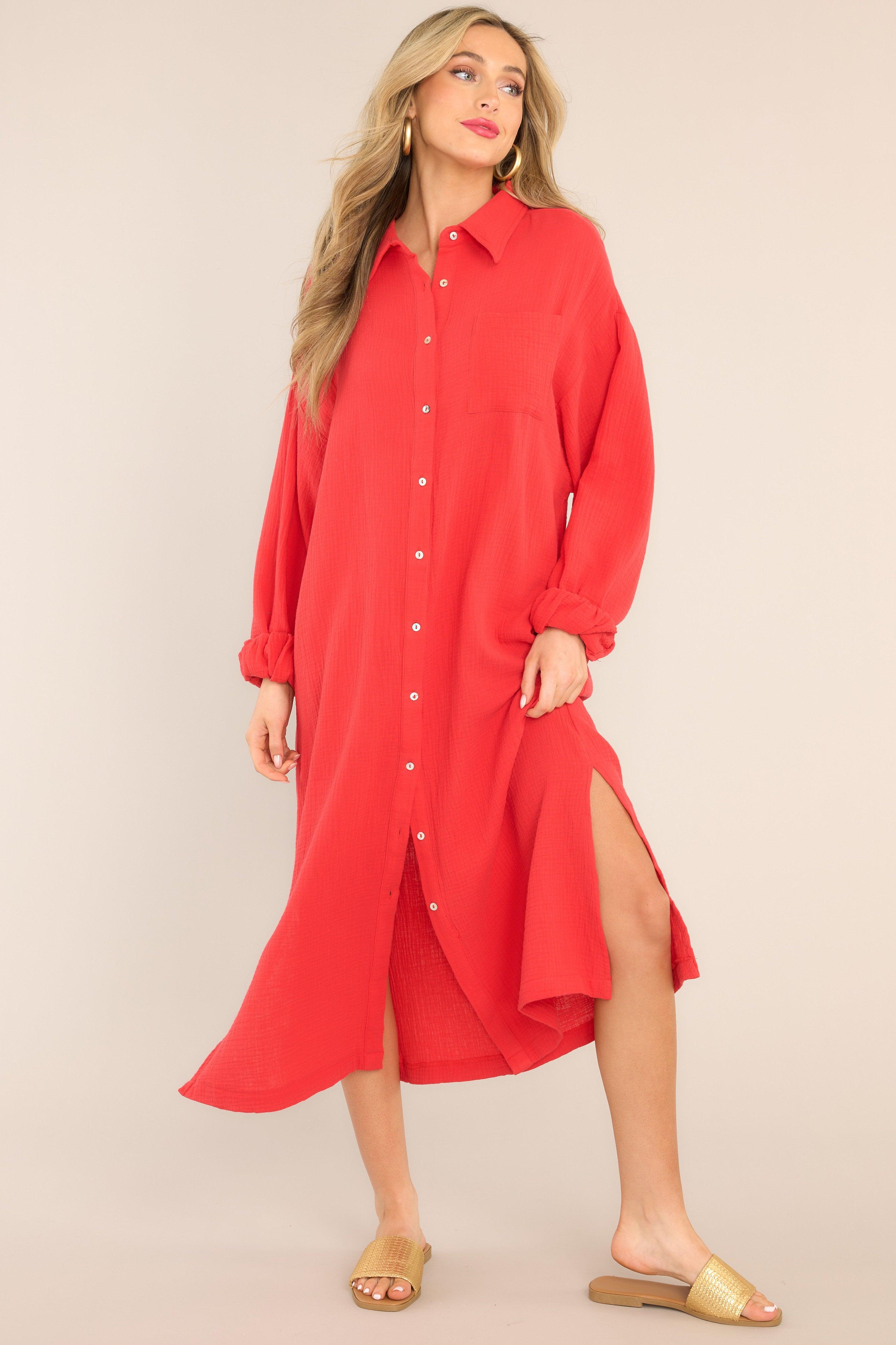 Aura Somewhere Up Above Cherry Maxi Dress Red Product Image